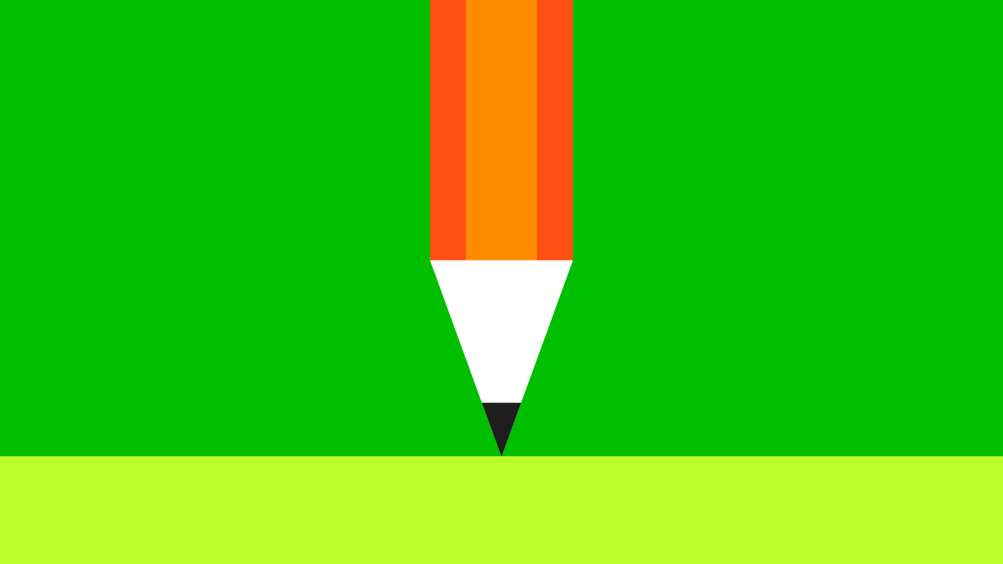 the tip of a pencil against a two-tone green background