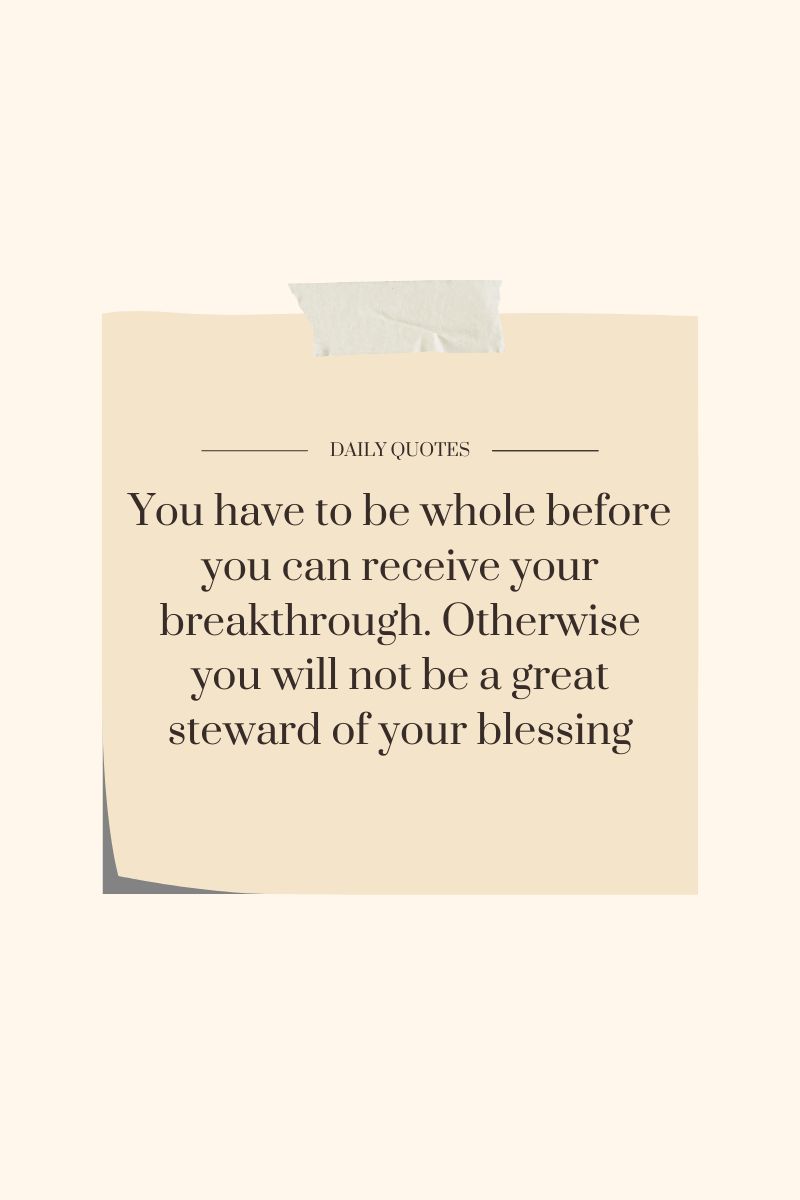 why you have not received your breakthrough