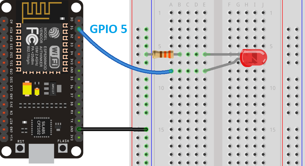 ESP8266 PWM with MicroPython circuit to fade Dim LED