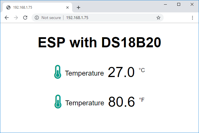 DS18B20 Temperature Readings on ESP32 ESP8266 Web Server