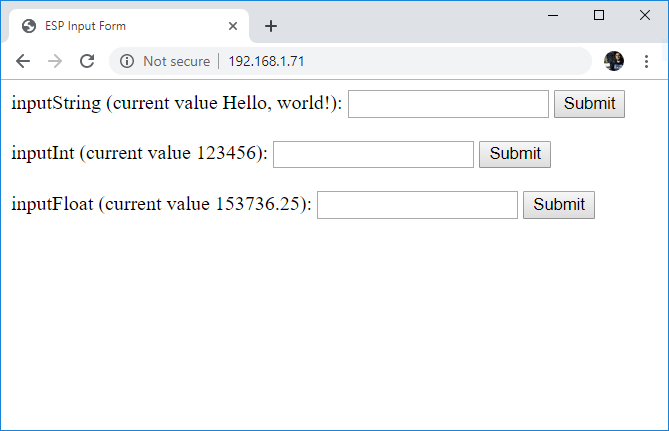 ESP32 ESP8266 HTML Form 3 Input Fields and Save data to ESP SPIFFS files using Arduino IDE