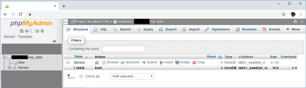 ESP32 ESP8266 PHPMyAdmin View SQL Database
