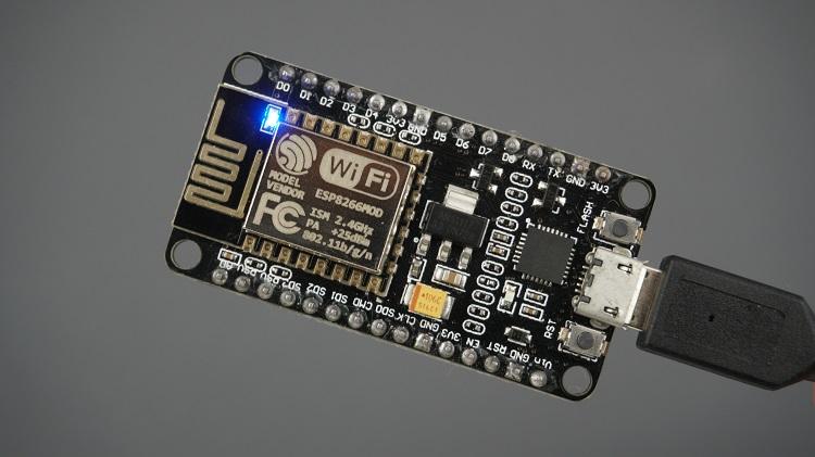 ESP8266 board with the built-in LED on