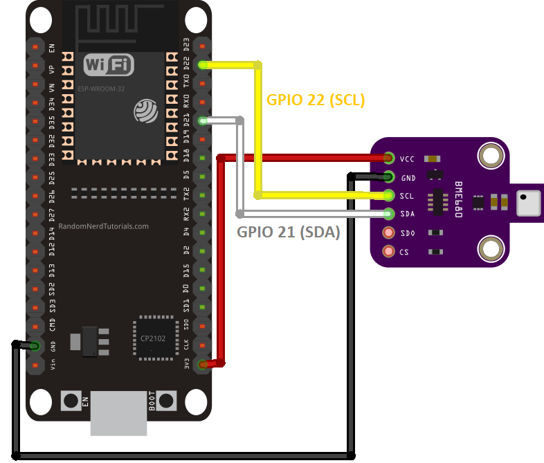 ESP32 BME680 Wiring Diagram I2C