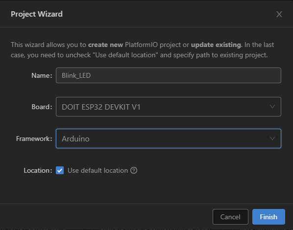 PlatformIO with VS Code Create New ESP32 Project
