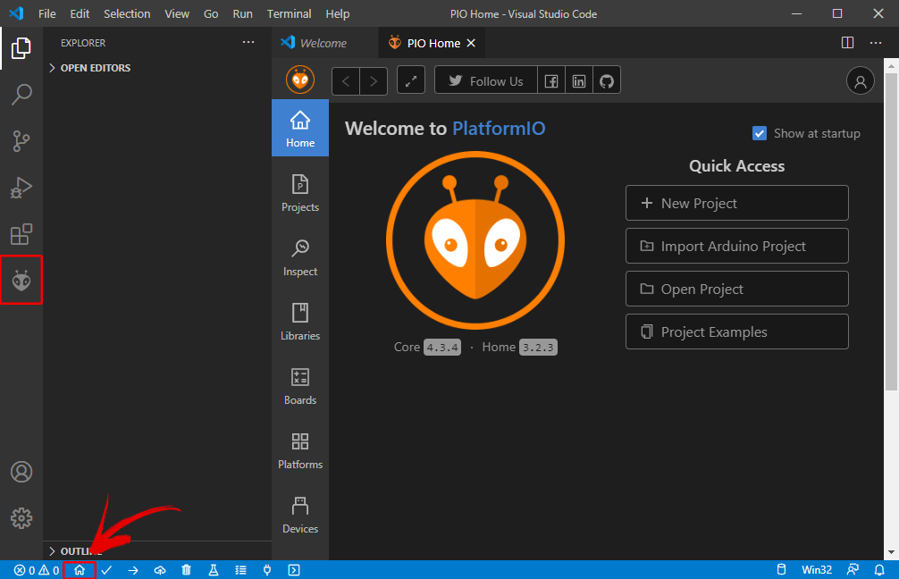 PlatformIO Extension Installed Successfully