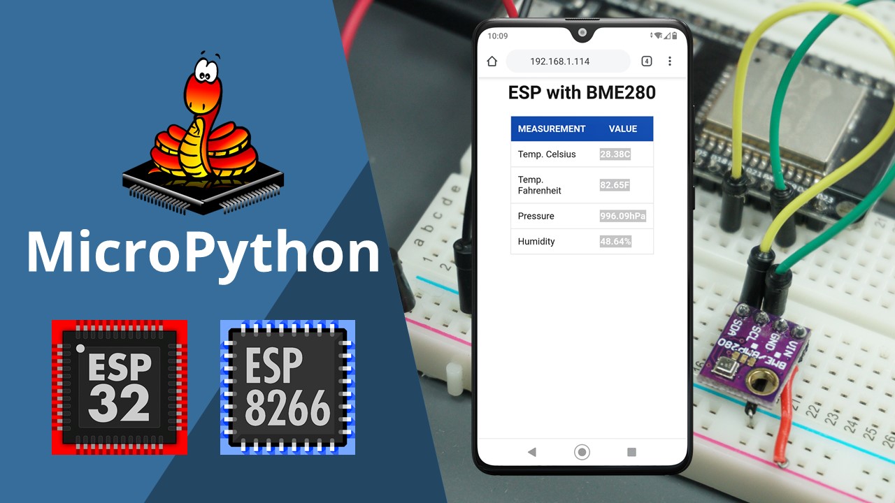 ESP32 ESP8266 MicroPython BME280 Temperature Humidity Pressure Web Server Guide