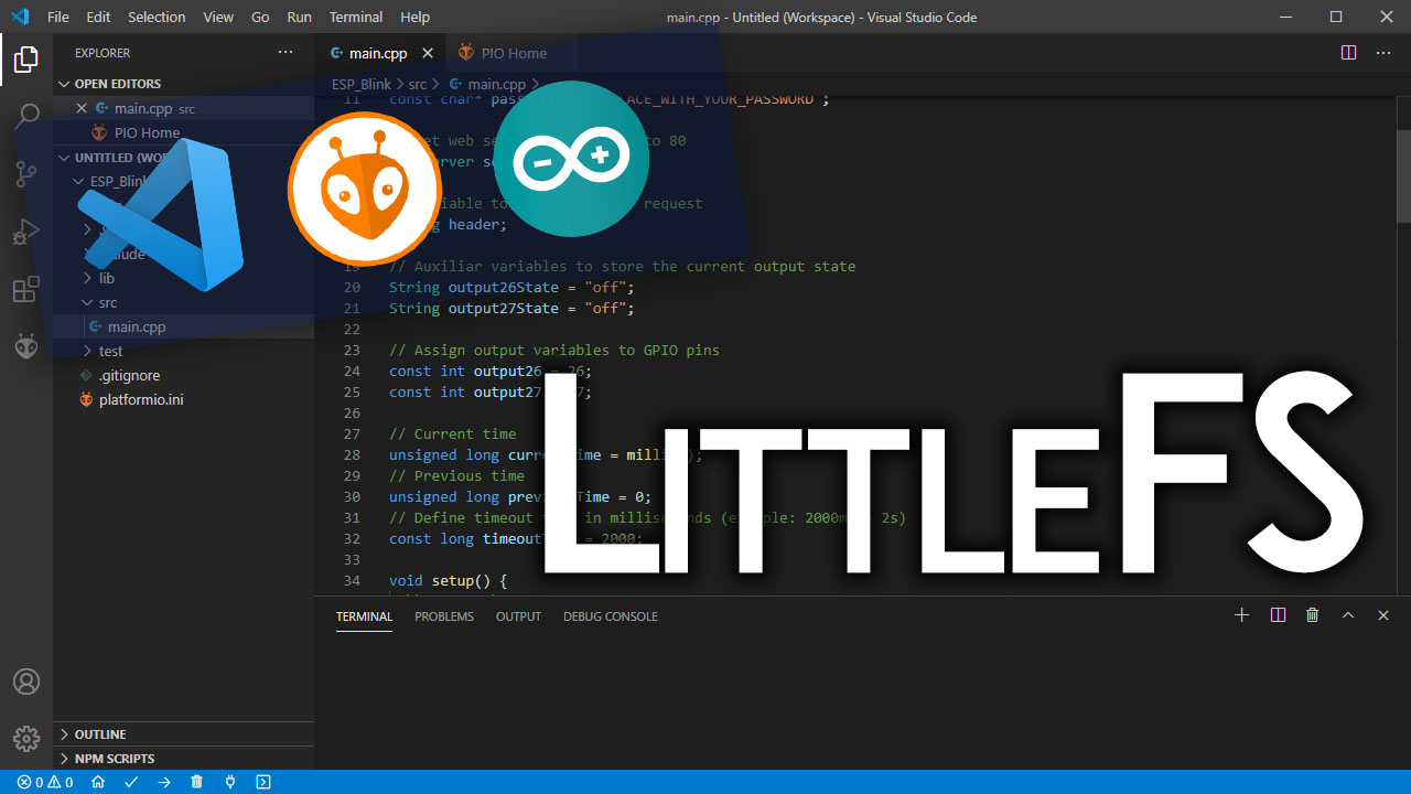 ESP8266 NodeMCU with VS Code and PlatformIO IDE Upload Files to Filesystem LittleFS