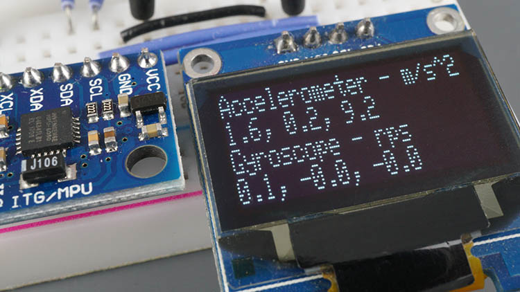 MPU-6050 Module Accelerometer Gyroscope Temperature Sensor OLED Demonstration ESP8266 NodeMCU