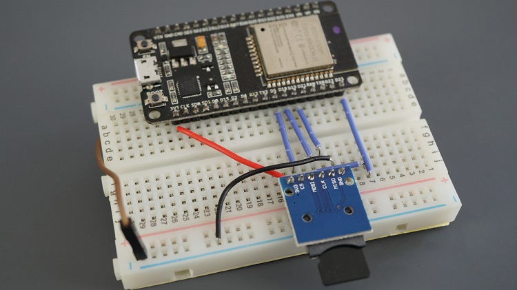 ESP32 microSD card module wiring breadboard diagram