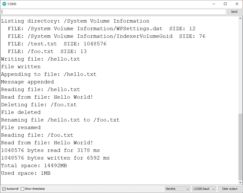 ESP32 board MicroSD Card Module testing features: read write delete