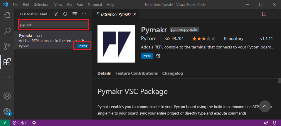 Install Pymakr VS Code Micropython Visual Studio Code