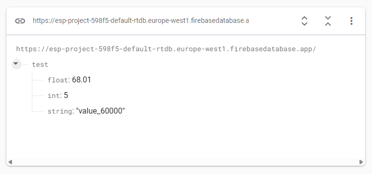 ESP32 Store value firebase database Success