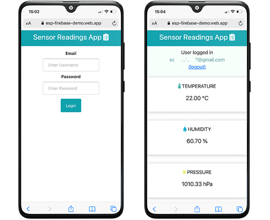 ESP32 ESP8266 Sensor Readings Firebase Web App