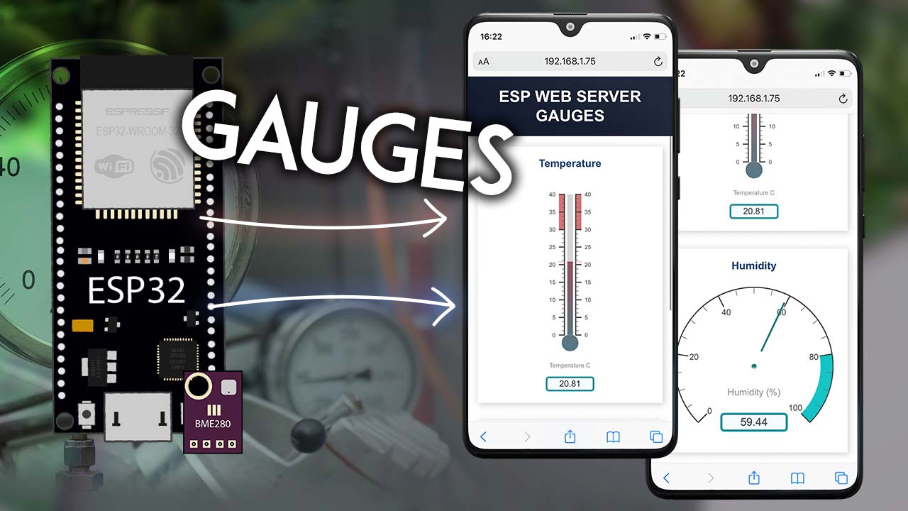 ESP32 Web Server Display Sensor Readings in Gauges Arduino IDE