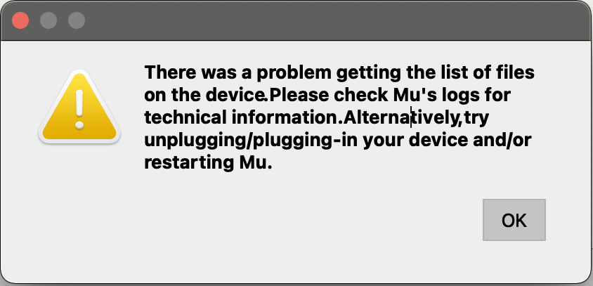 Mu Editor Error opening files