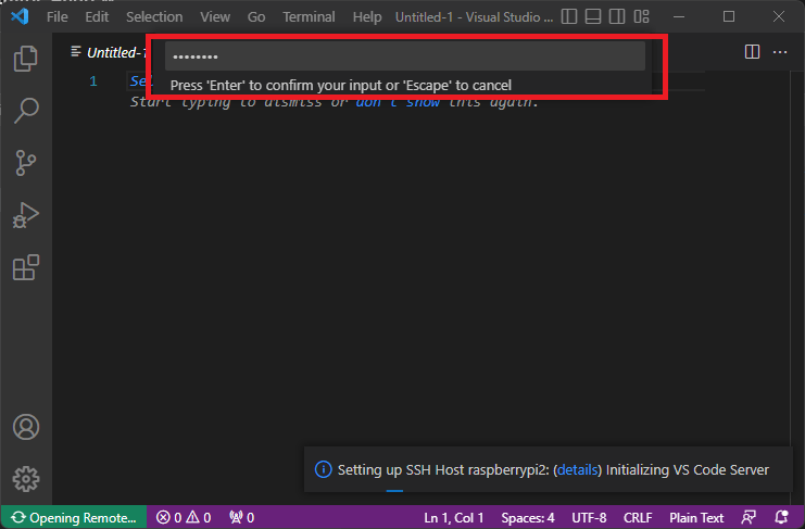 insert password for remote connection