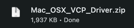 Unzip the CP210x USB to UART Bridge Drivers on Mac OS X computer