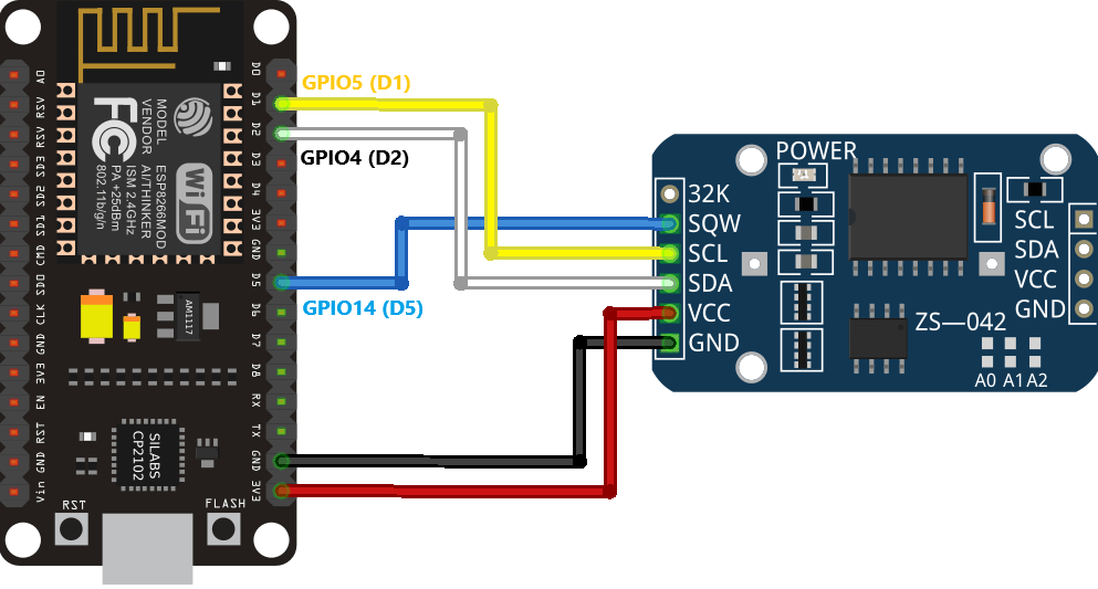 ESP32 with DS3231 RTC Module Circuit Diagram