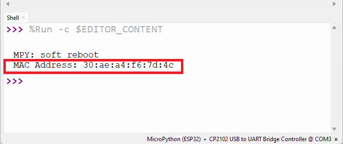 Thonny IDE - Get ESP32 Board MAC Address - MicroPython