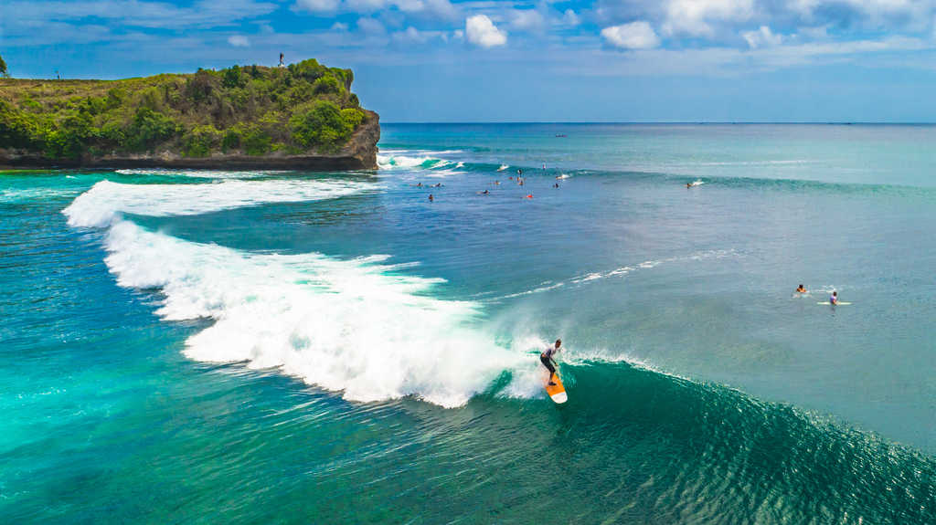 surfing at blue point beach, Suluban beach, Uluwatu 