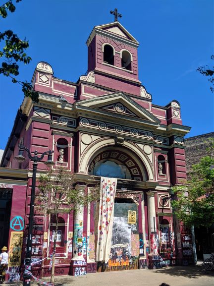 Church with Graffiti in Santiago, Chile