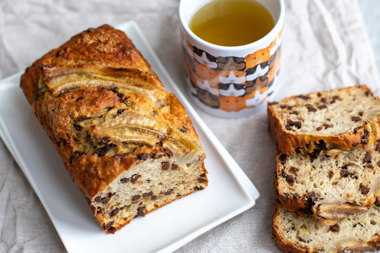 Banana Bread Aux Pepites De Chocolat Sans Beurre Sans Sucre Ajoute Les Recettes De Julie Gri