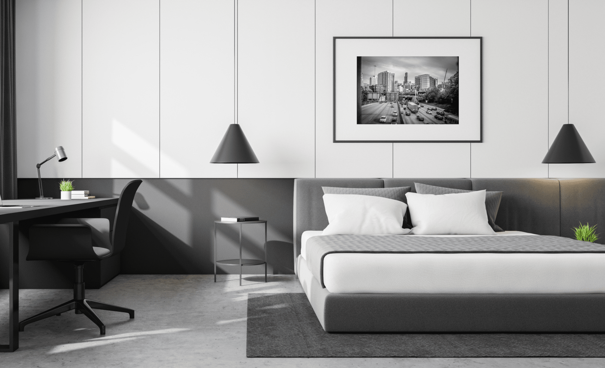 Black and White Chicago Photography | Highway to Chiway | Grey Bedroom