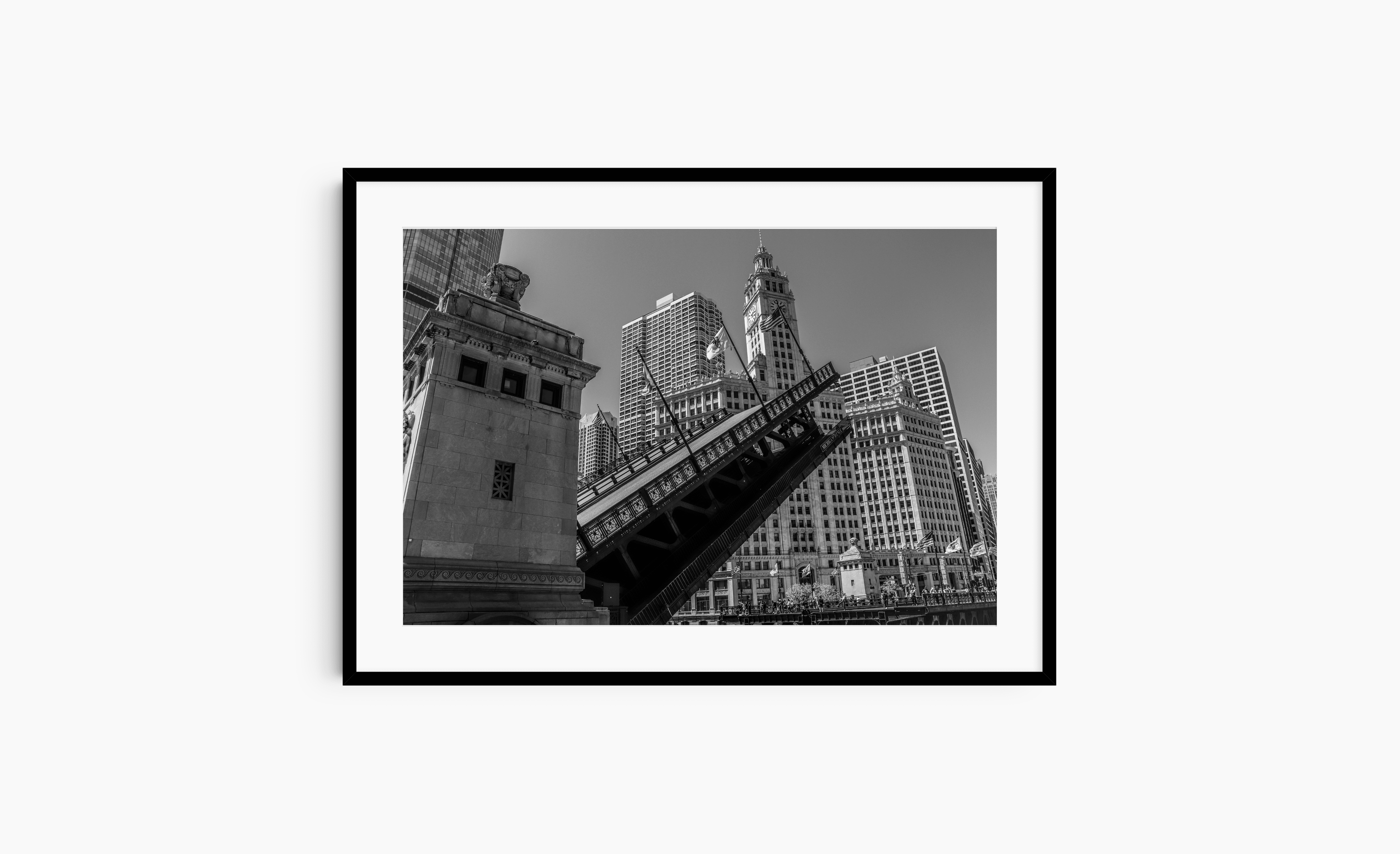 Chicago Photography | black and white photography | Bridge Up Wrigley Large Frame Mockup