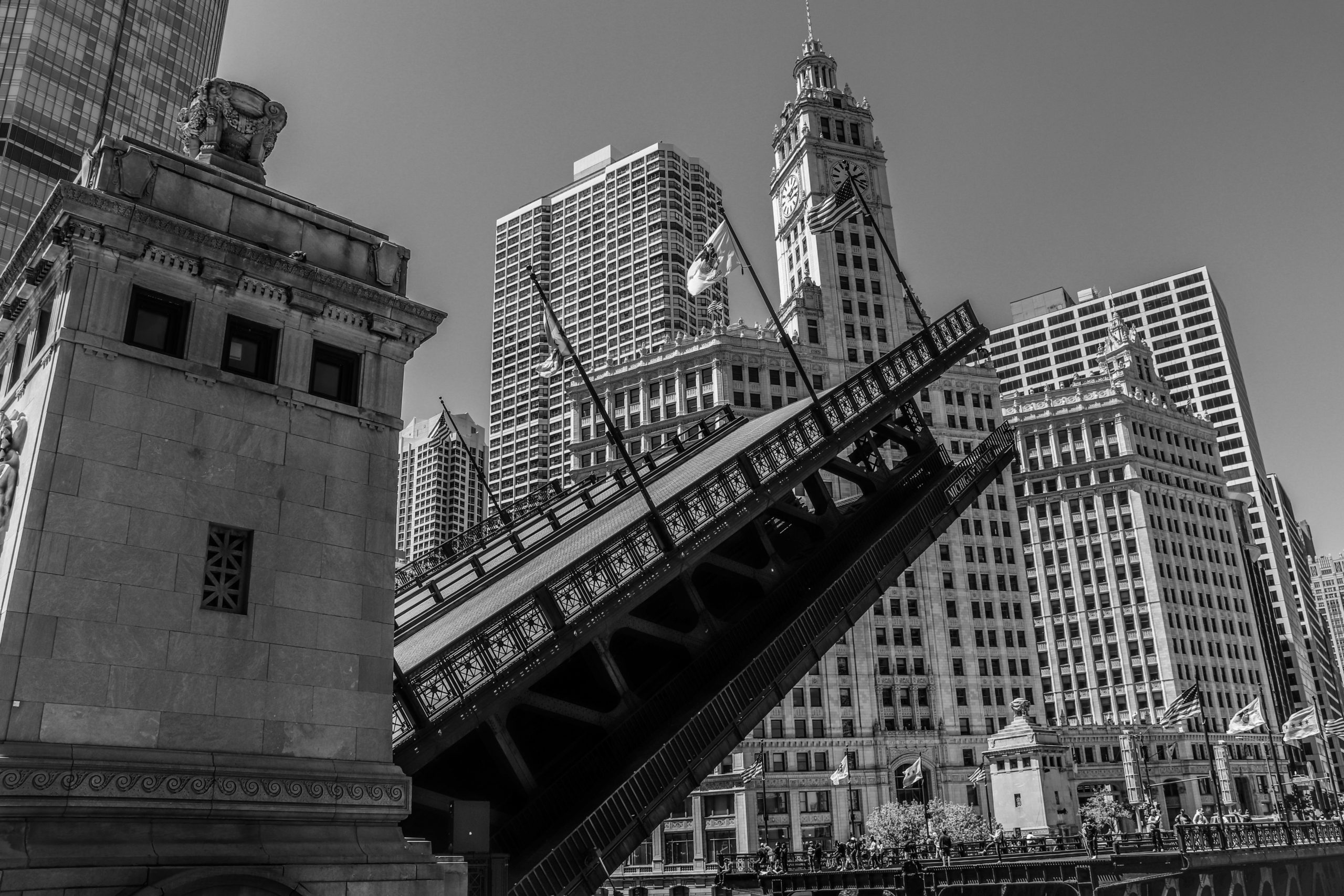 Abstract Chicago Photography | Bridge Up Chicago | Chicago Photography | Black and White Photography | Chicago Wall Art - Image 3