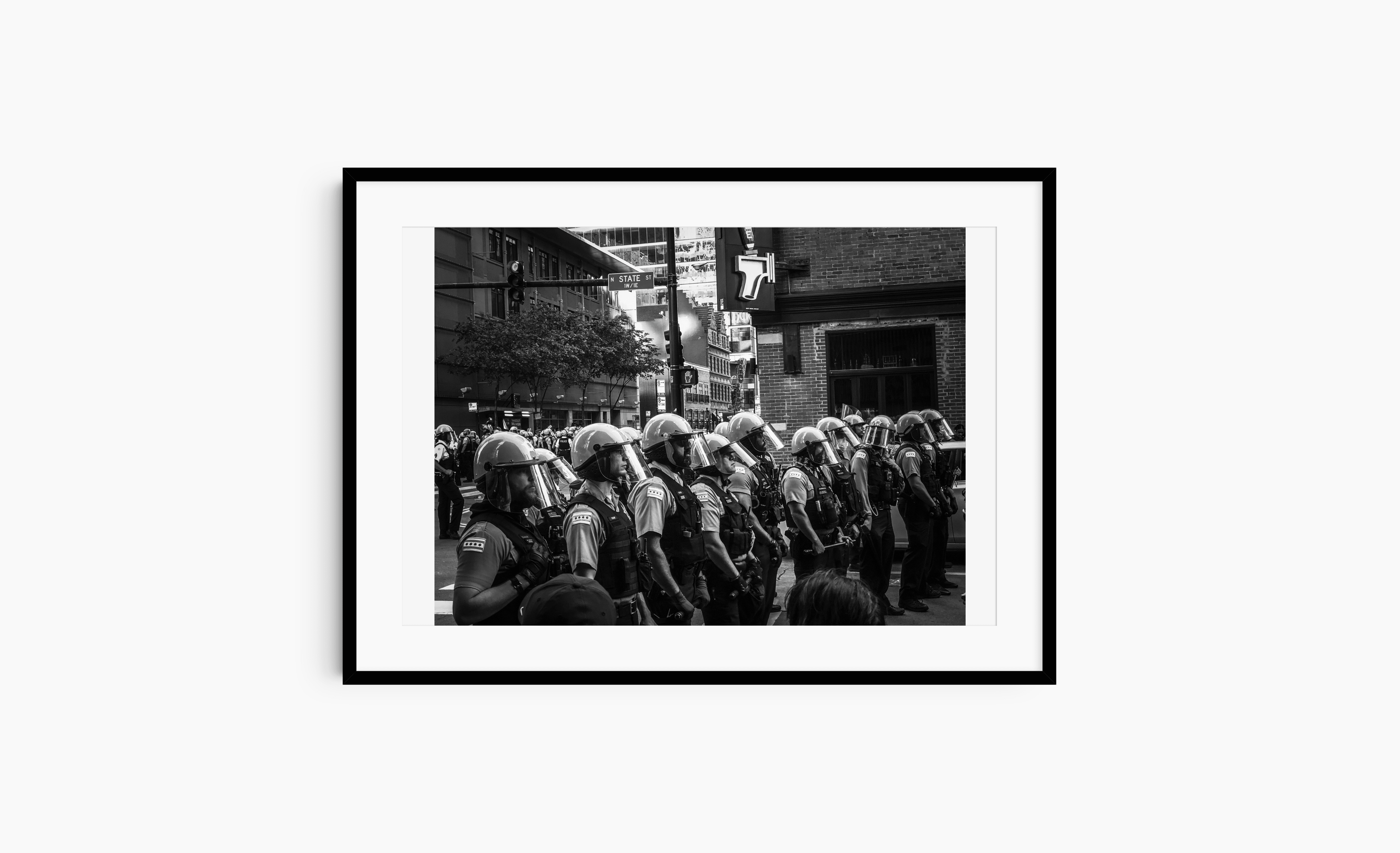 Chicago Photography | black and white photography | Police State Large Frame Mockup