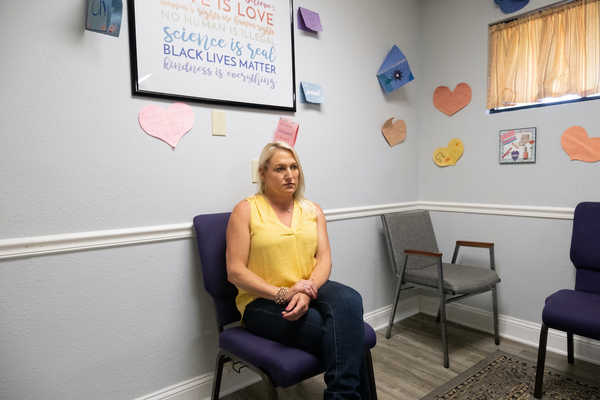 Kelly Flynn sits in the waiting room of the Florida abortion clinic she owns, A Woman’s Choice of Jacksonville.