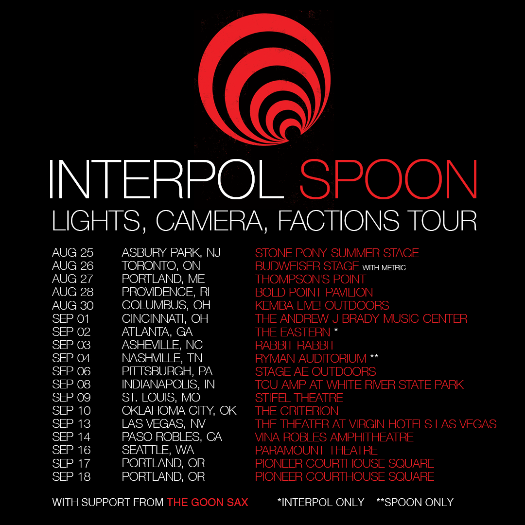 Interpol et Spoon annoncent une tournée en co