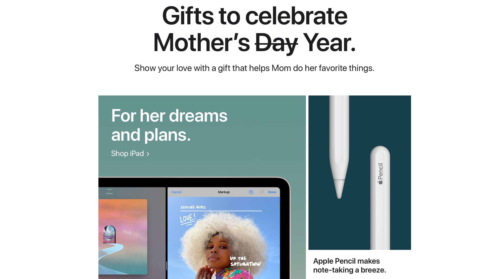 Apple partage le guide des cadeaux de la fête des mères recommandant des iPads, des AirPods, des AirTags, des iPhones et plus