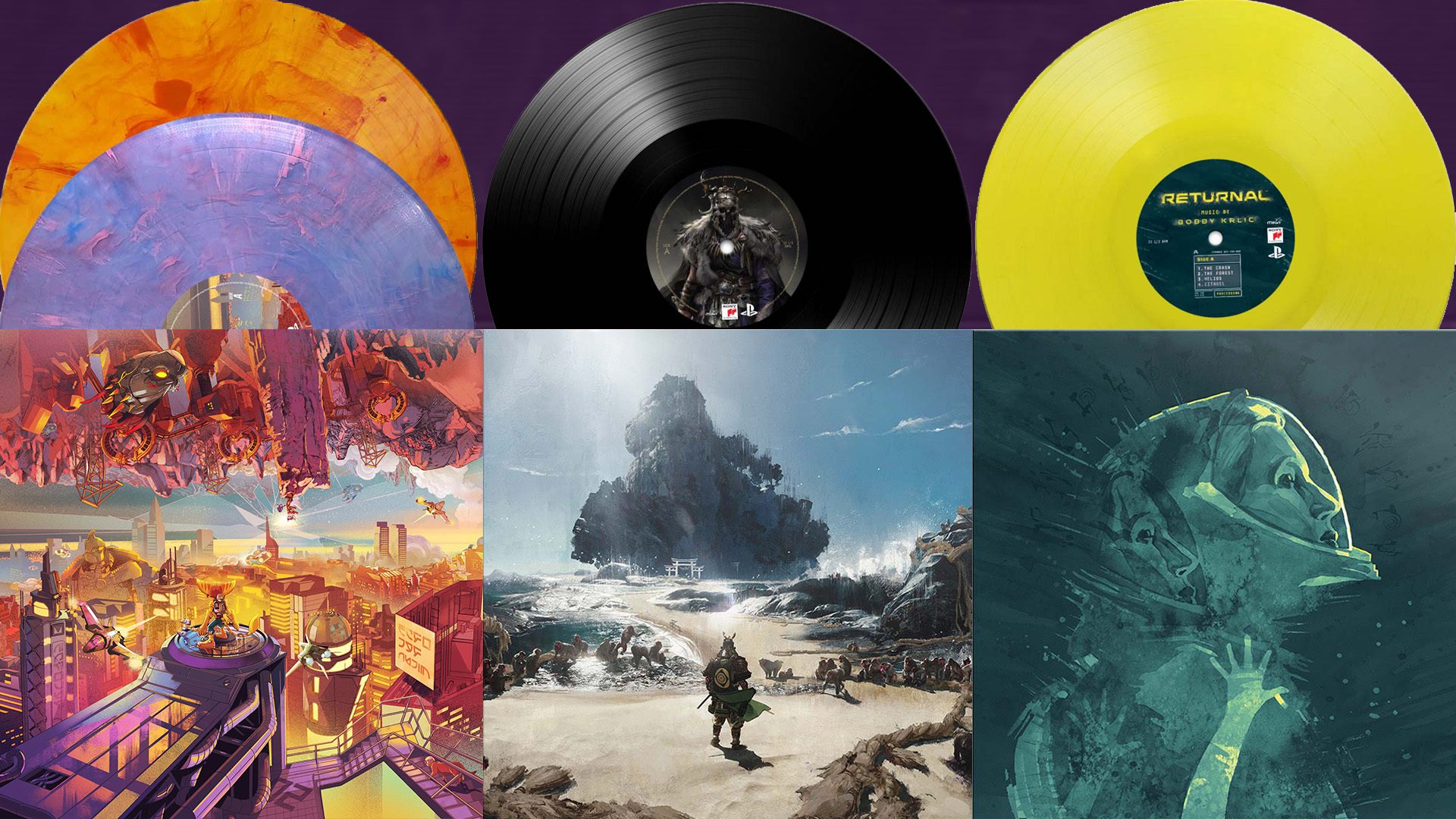 Zoom sur les bandes sonores vinyles de Ratchet & Clank : Rift Apart, Ghost of Tsushima et Returnal