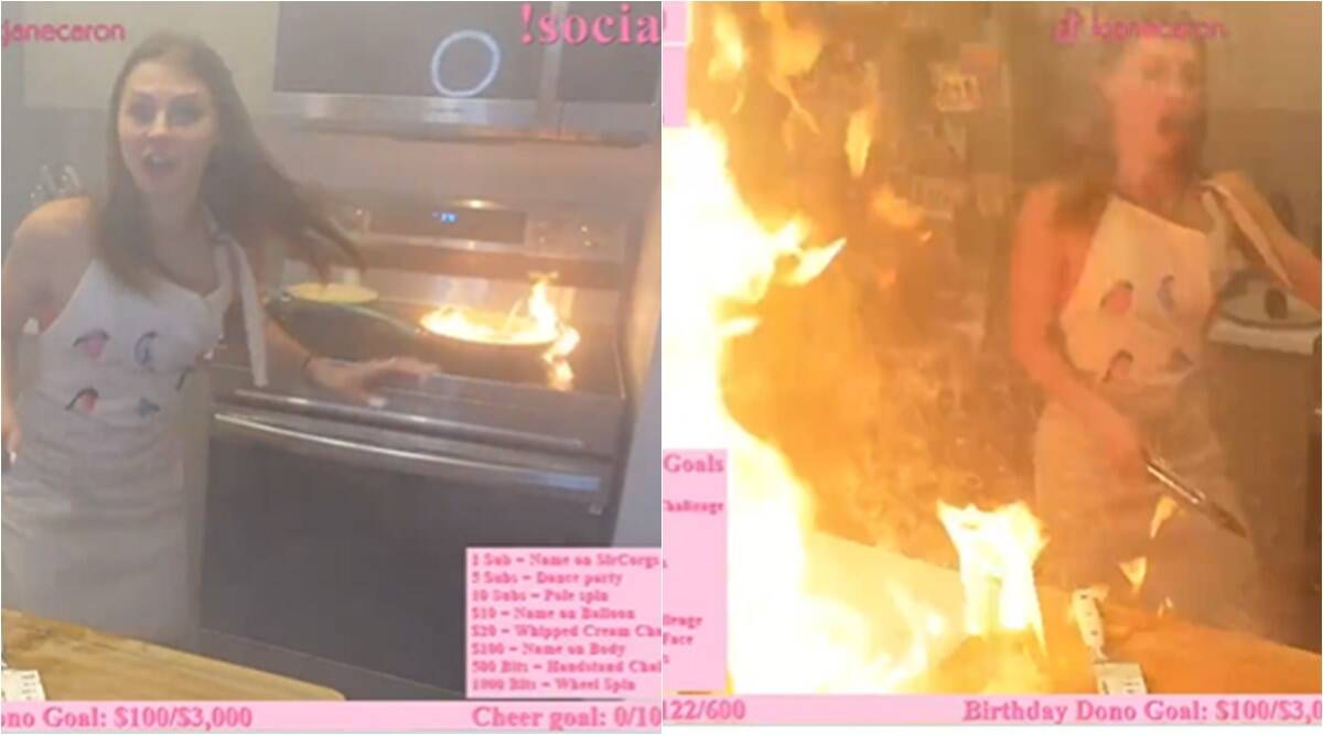 La cuisine diffusée en direct d'une femme tourne terriblement mal alors qu'une casserole remplie d'huile éclate en flammes - News 24