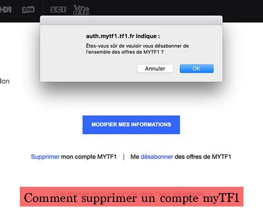 Comment supprimer un compte myTF1