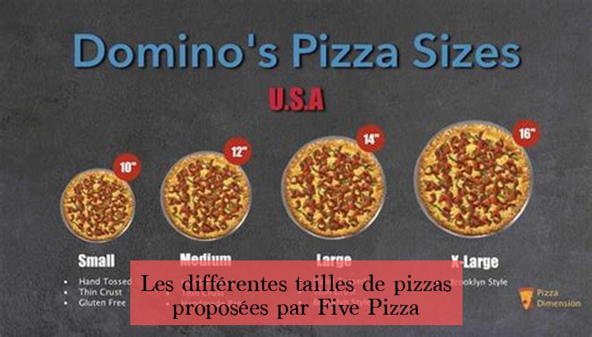 Les différentes tailles de pizzas proposées par Five Pizza