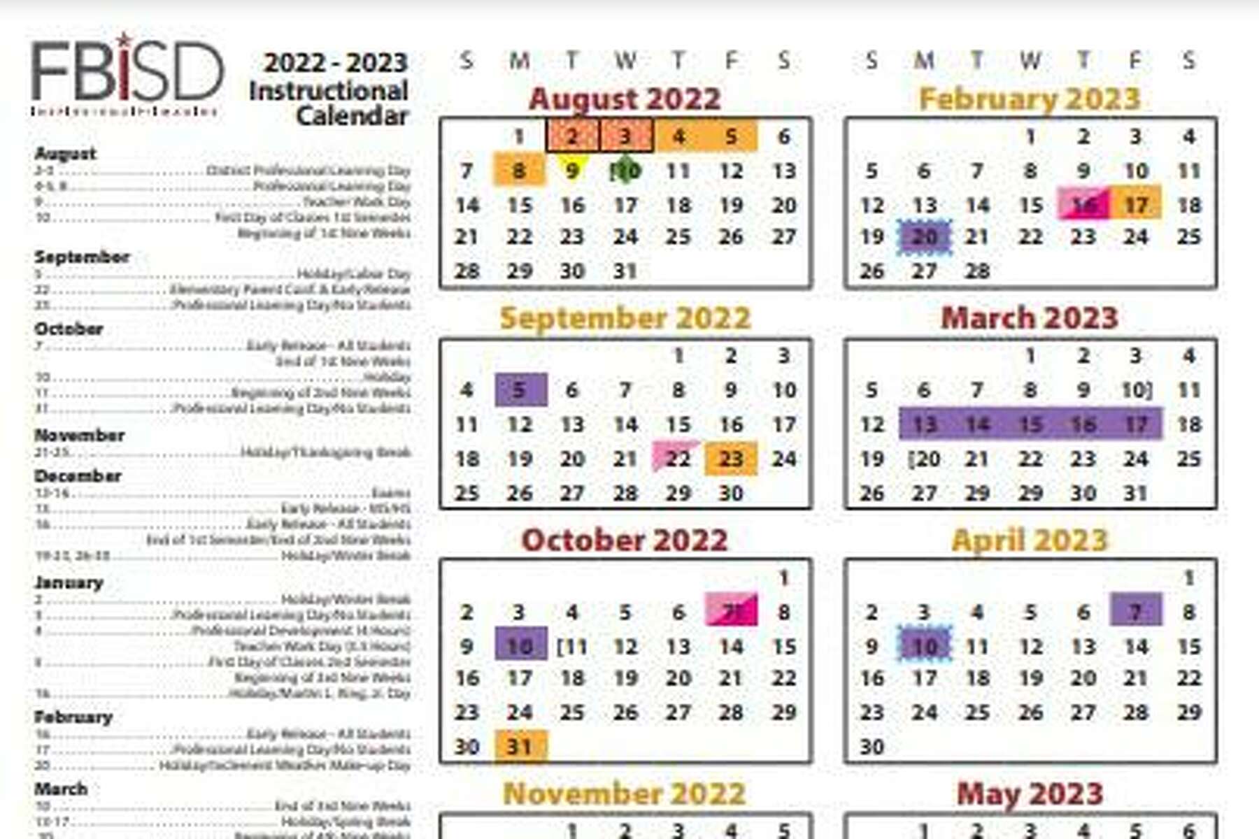Fbisd 2022 2023 2023 Calendar Gambaran