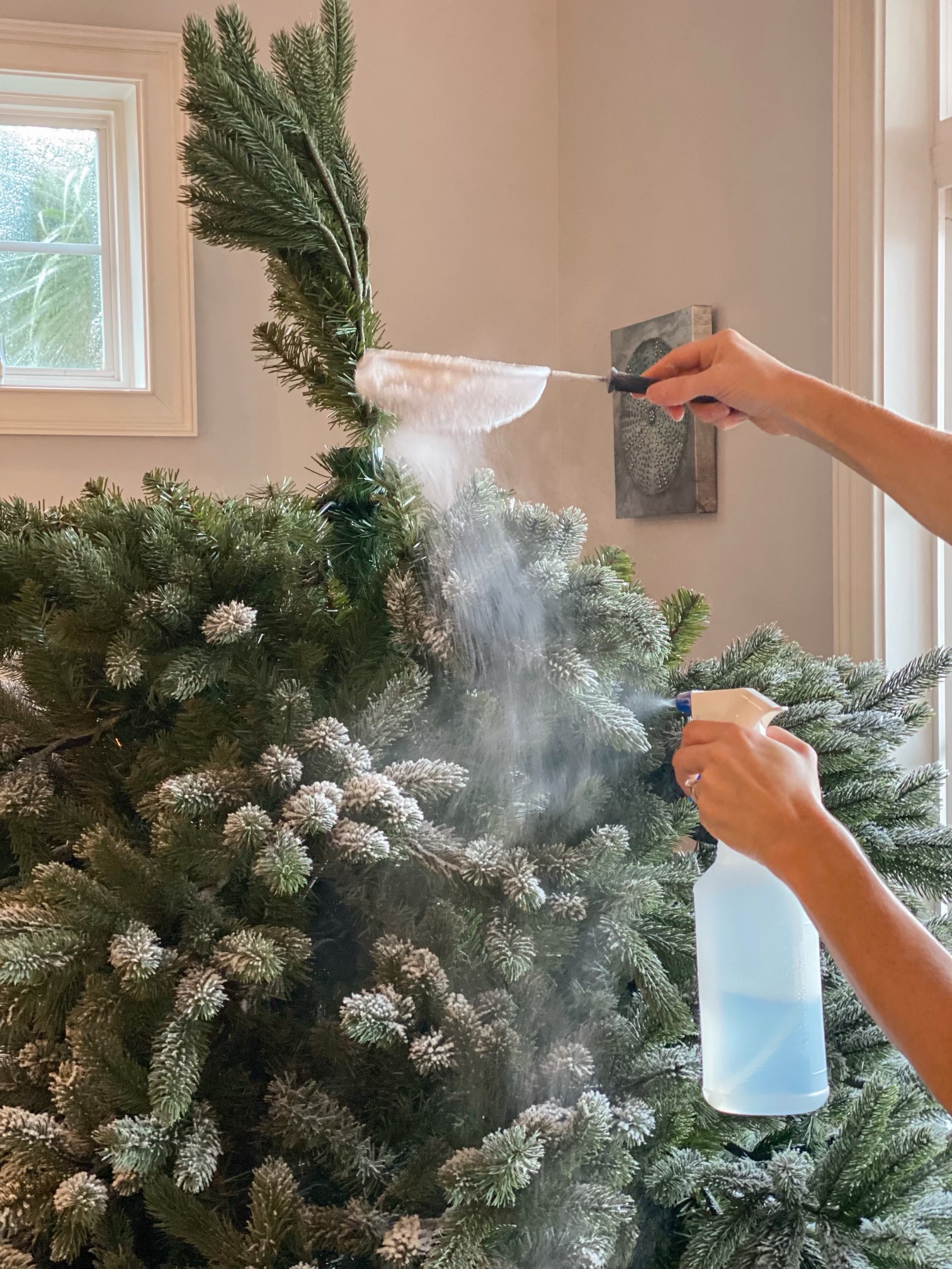 Diy Flocked Christmas Tree Salt Sister Moms