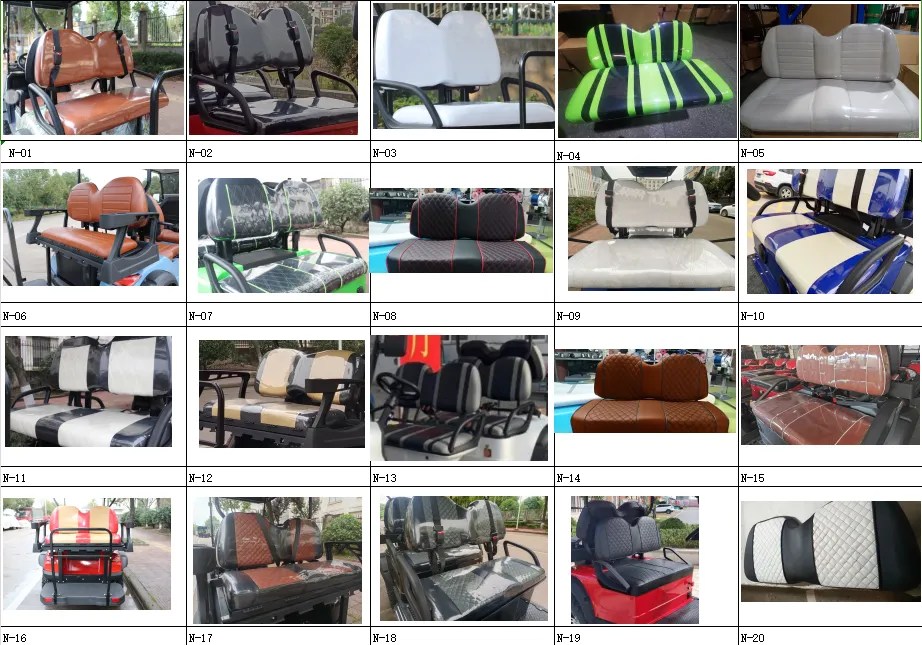 Types of upholstery for the seats of SANSA Golf Cars Nicklaus model