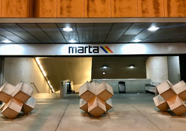 Sculptures and signage near Five Points MARTA station