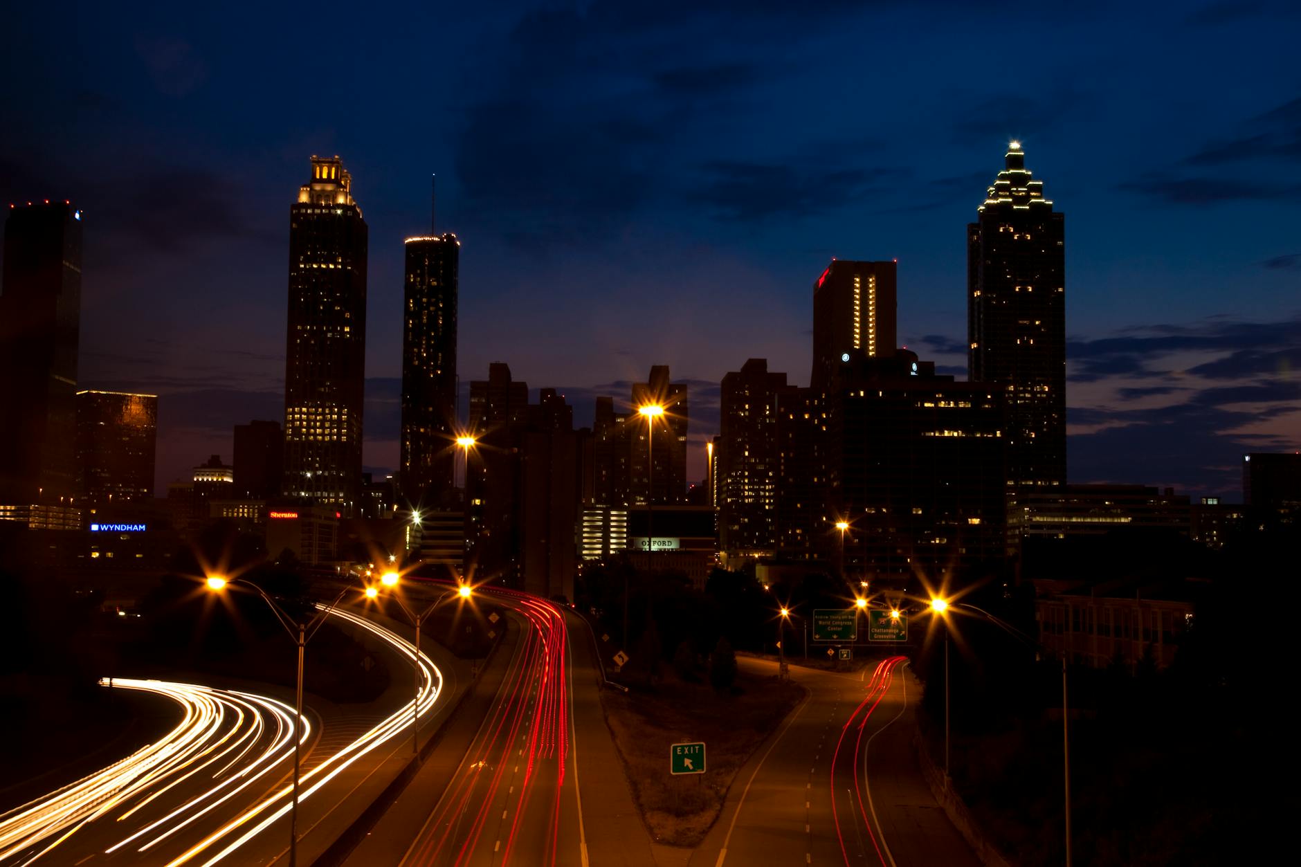 cityscape of atlanta at dusk