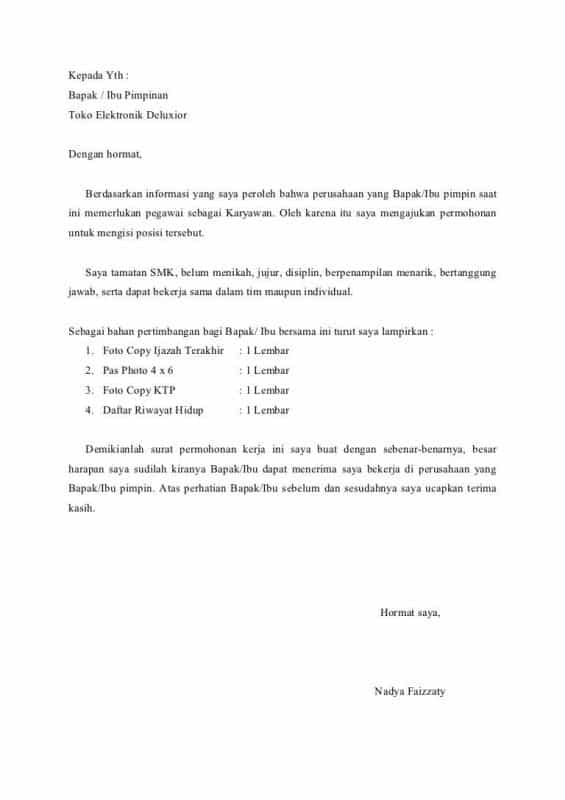 Contoh Surat Lamaran Kerja Ke Pt Jne