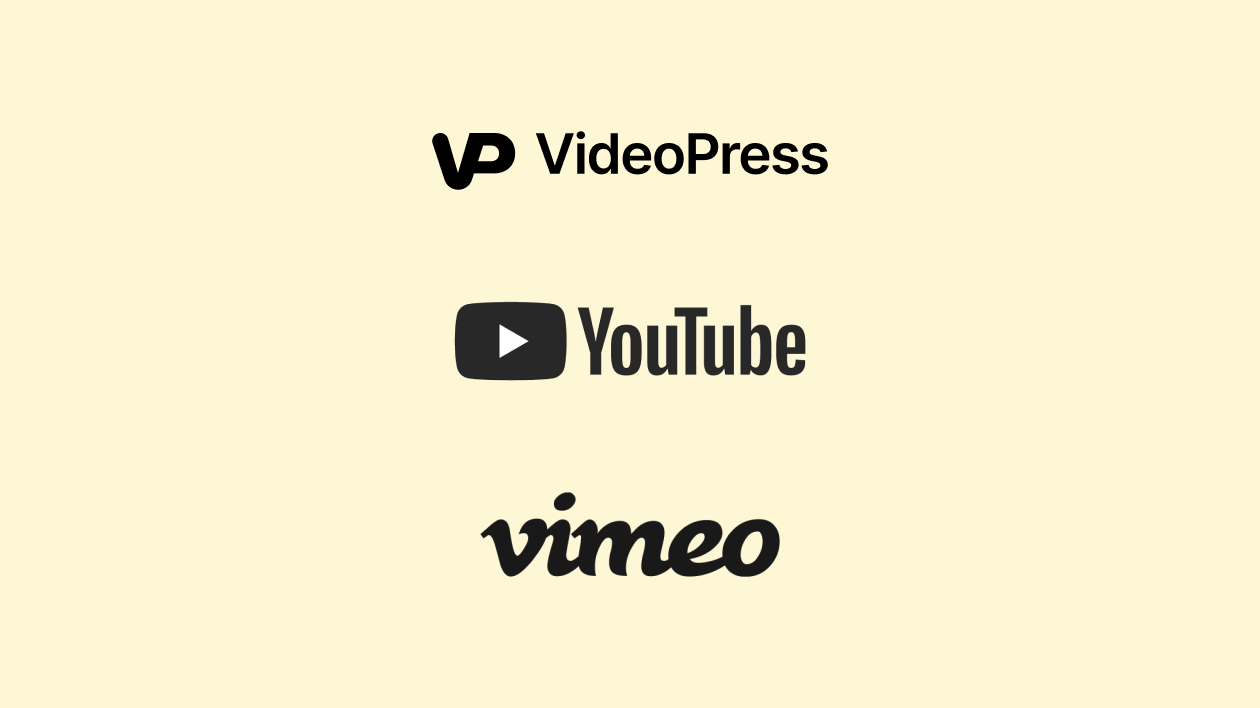 Works with VideoPress, YouTube, and Vimeo.