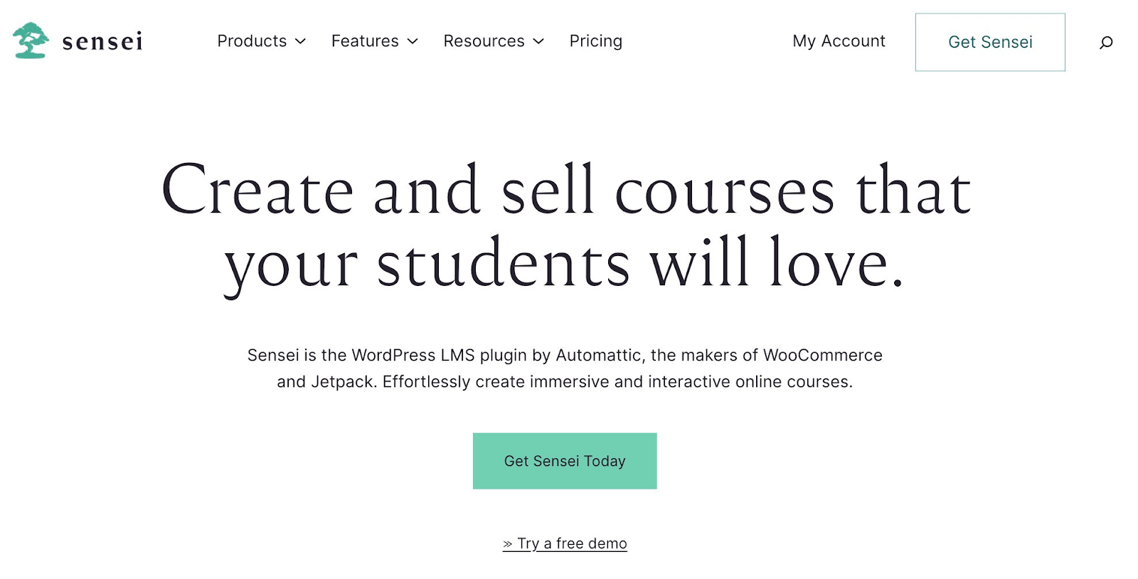 Sensei LMS homepage