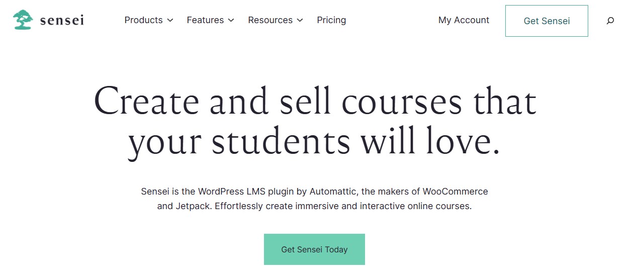 Sensei plugin for WordPress homepage