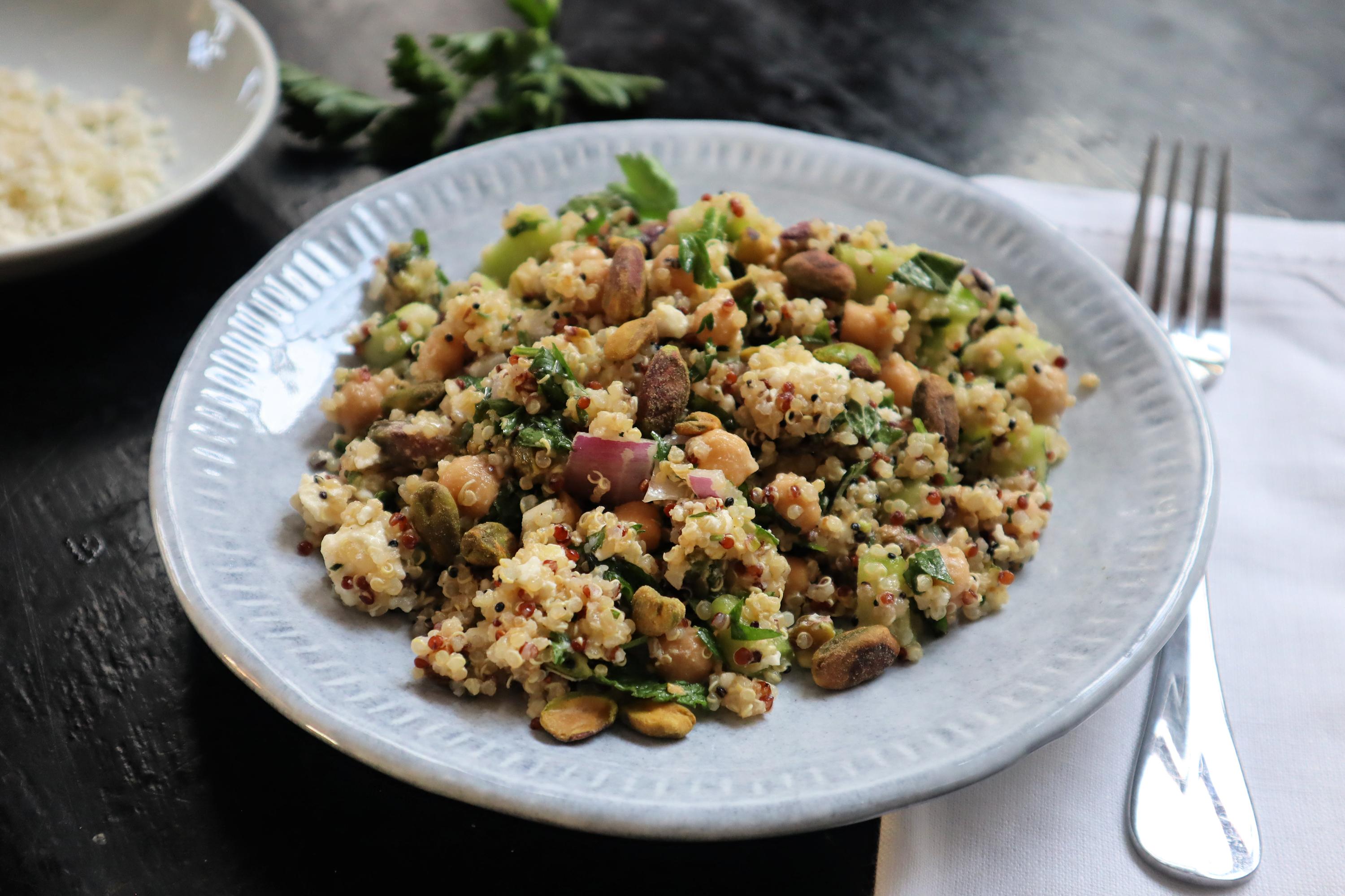 feta-studded, protein-packed quinoa and chickpea salad