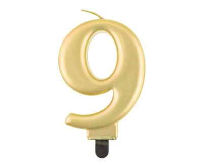 bougie B&C, numéro 9, or métallique, 8,0 cm promonballons