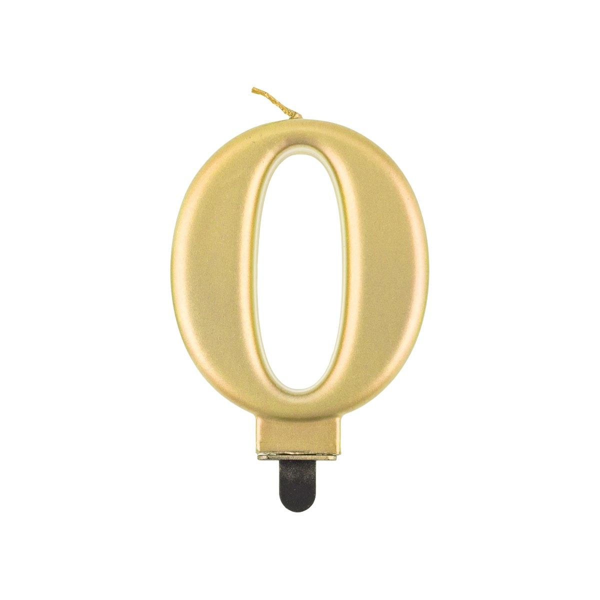Bougie chiffre 0, or métallique, 8,0 cm